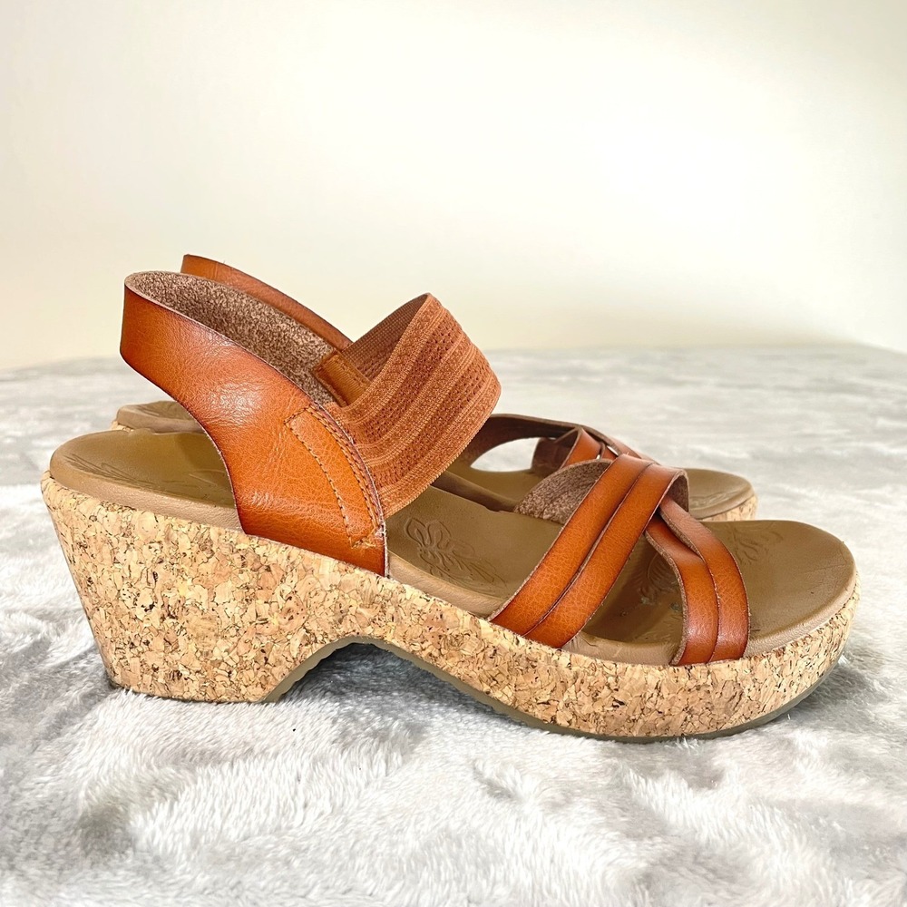 Y2K 90s Skechers Womens Heels Sandals 9.5 Cork Chunky Platform Strappy Leather